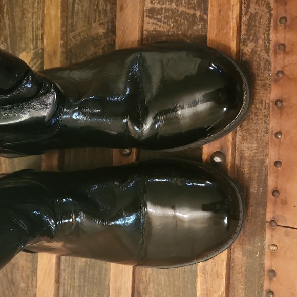 Black Patent Leather Fur Lined Boots - Picture 3 of 7